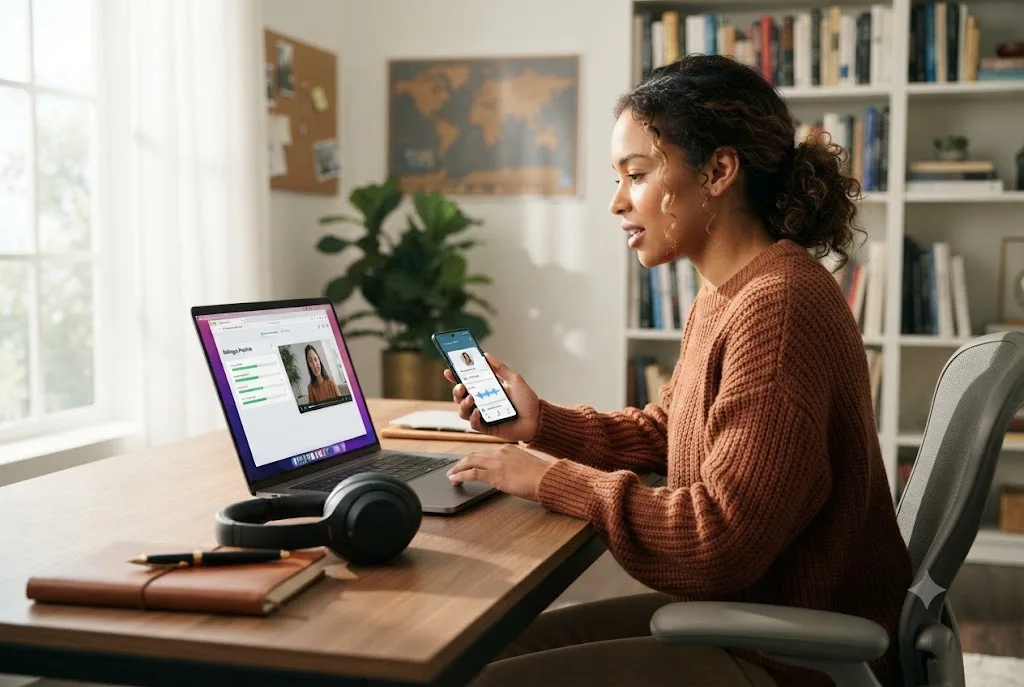 Makes you fluent reviews showing a learner using a language fluency platform