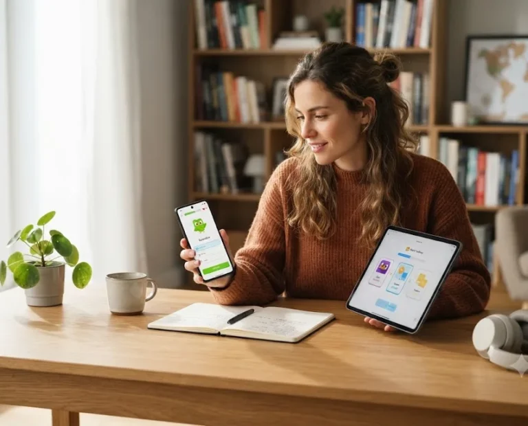 Speak vs Duolingo comparison on digital devices for language learning